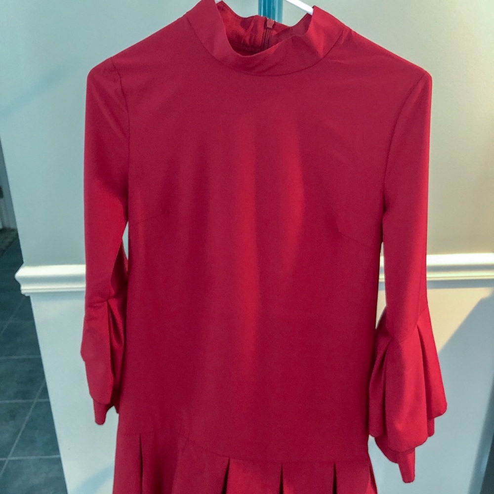 Bell Sleeve Dress with Ruffle Hem.